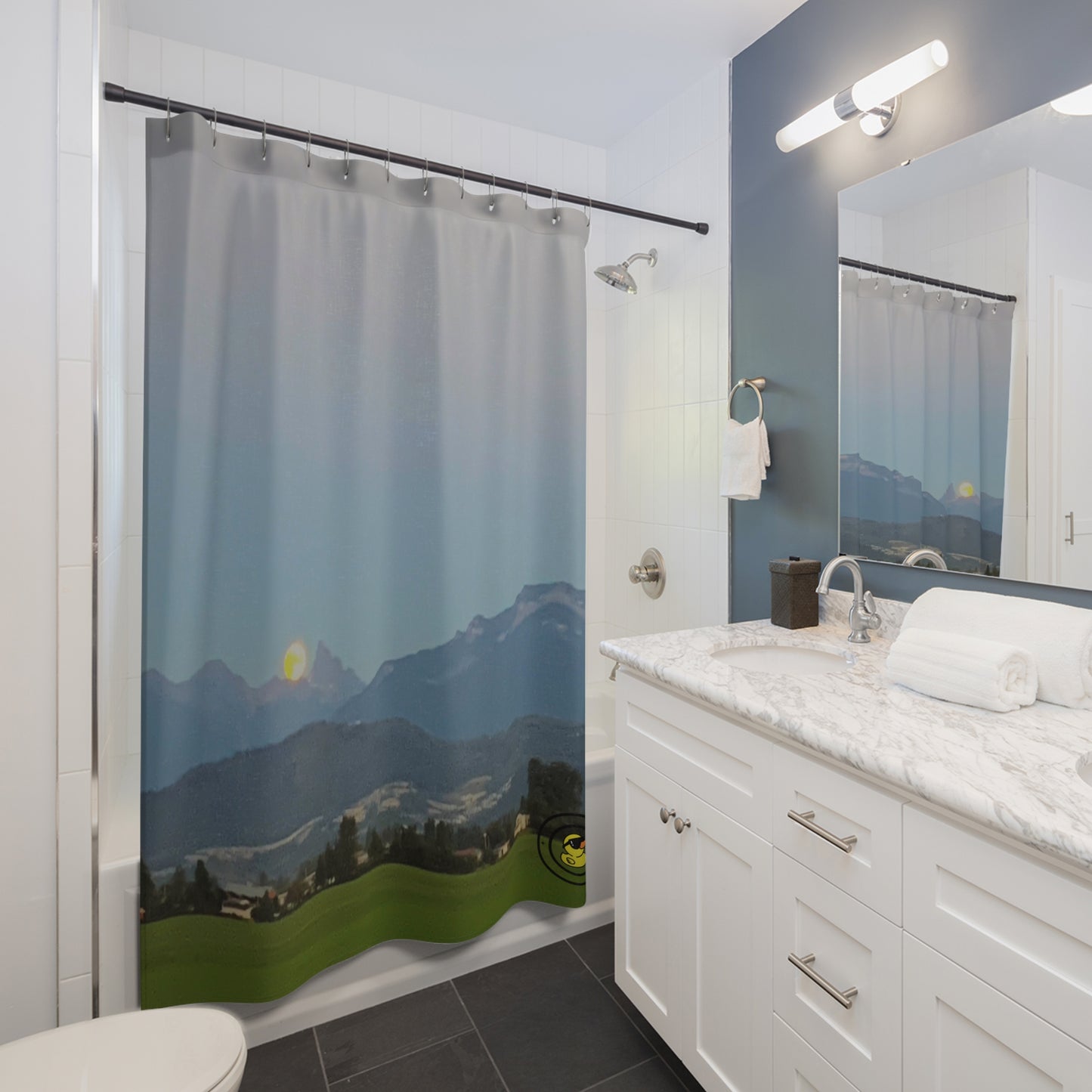 Full Moon Over Mountains Shower Curtain