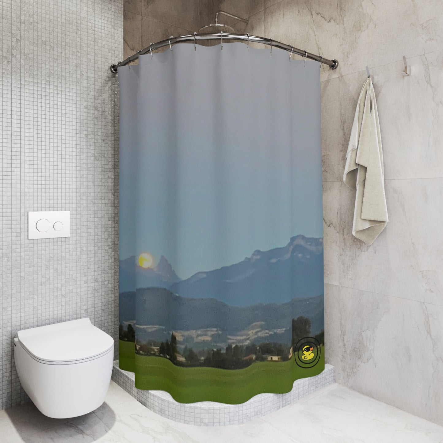 Full Moon Over Mountains Shower Curtain
