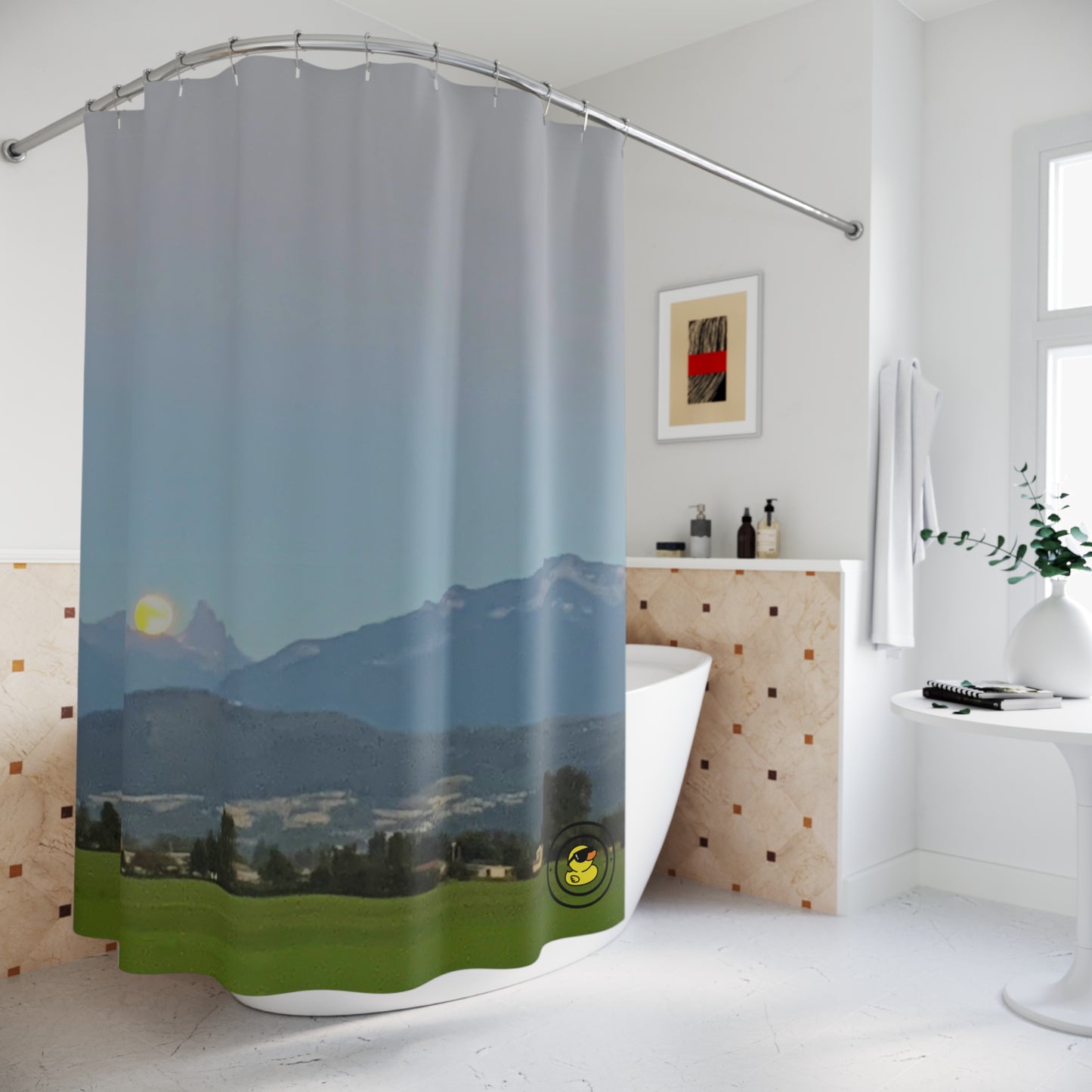 Full Moon Over Mountains Shower Curtain