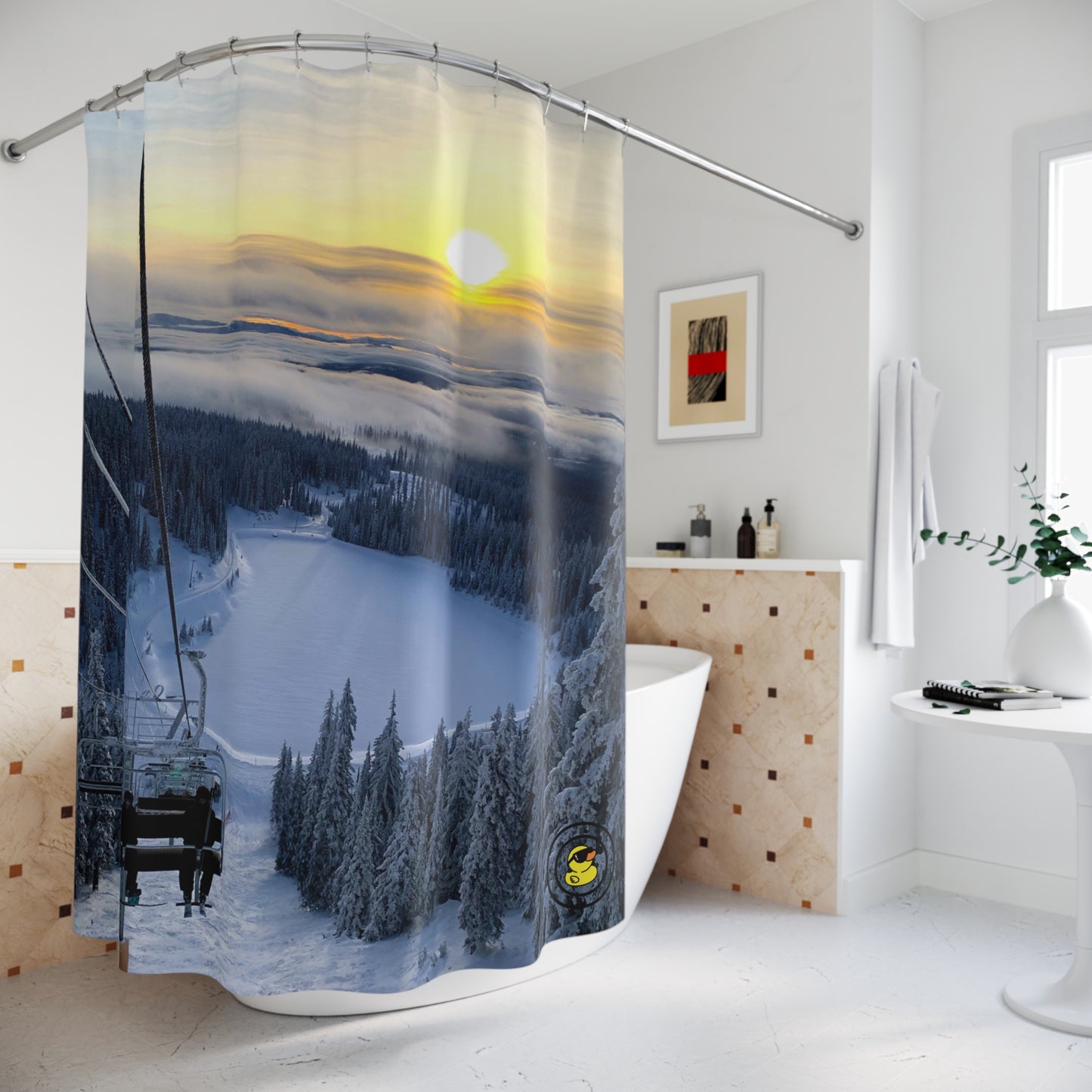 Chairlift to Heaven Snowboard Ski Shower Curtain