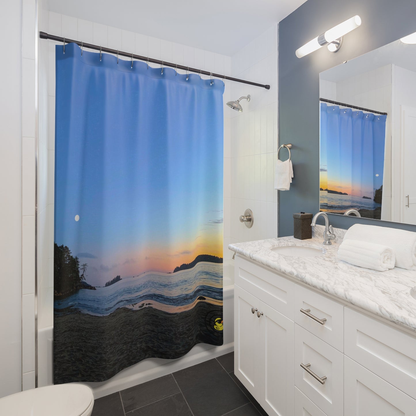 Full Moon at the Beach Shower Curtain