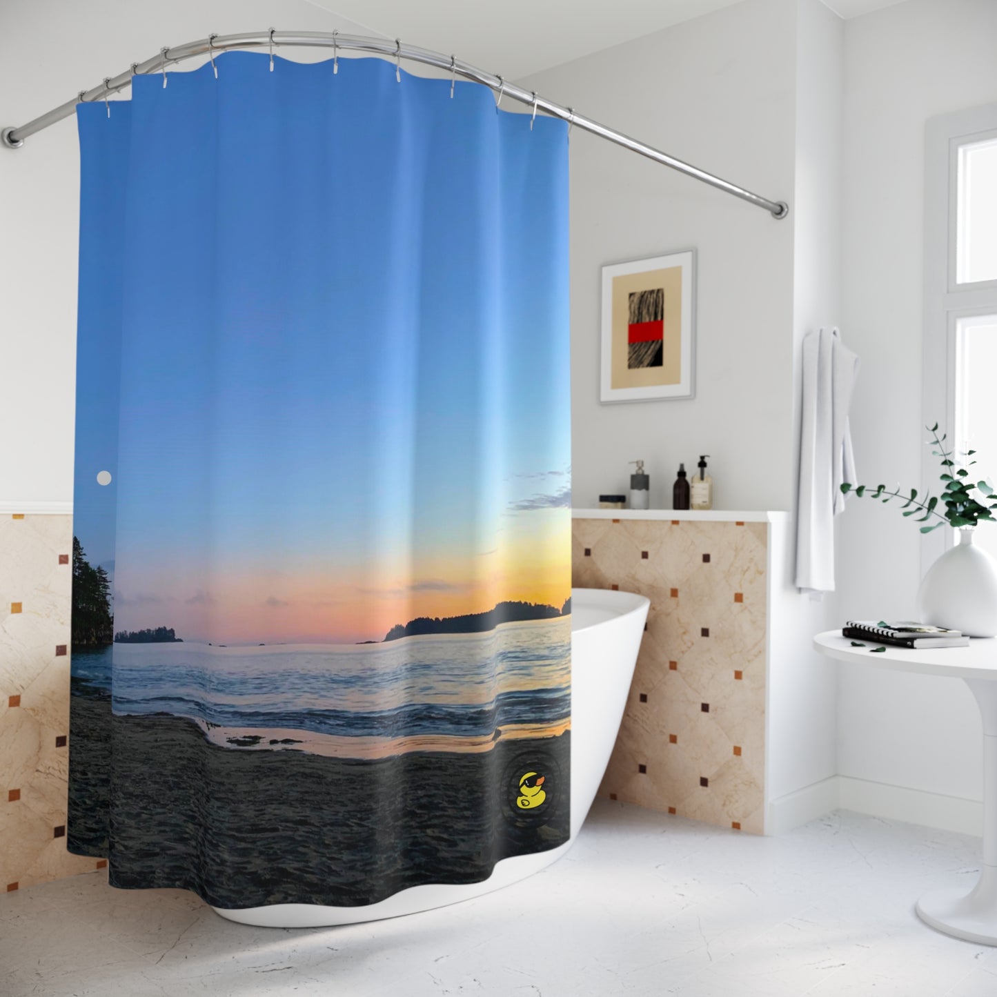 Full Moon at the Beach Shower Curtain