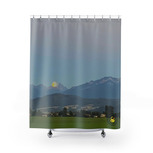 Full Moon Over Mountains Shower Curtain