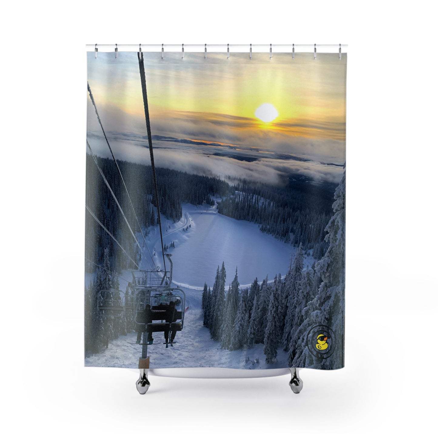 Chairlift to Heaven Snowboard Ski Shower Curtain