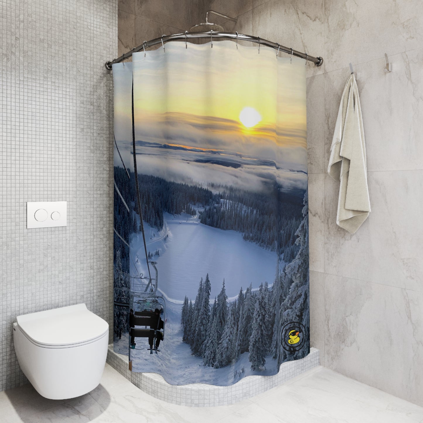 Chairlift to Heaven Snowboard Ski Shower Curtain